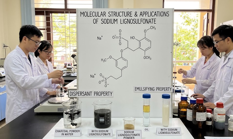 Molecular structure of sodium lignosulfonate and its dispersant and emulsifying properties