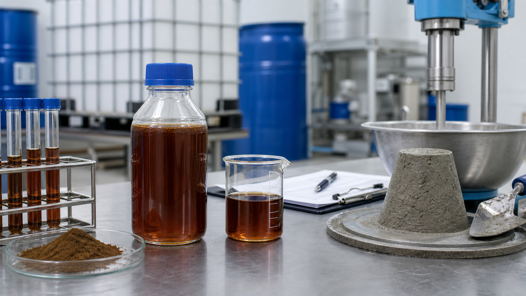 Liquid lignosulfonate sample bottle for industrial formulation and concrete admixture applications